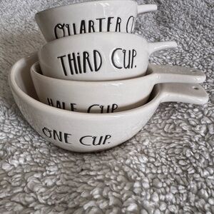 Rae Dunn White Ceramic Measuring Cups Set
